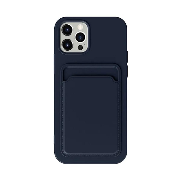iPhone 13 Silicone Case with Card Holder - Blue Blue Blå