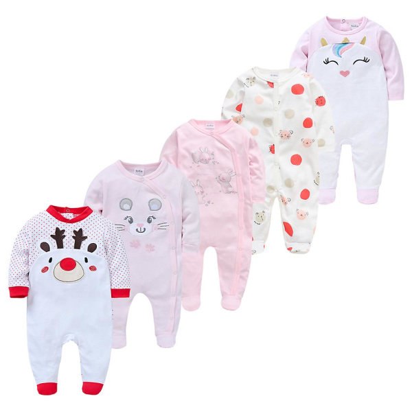 Baby Pyjamas til Piger og Drenge Jumpsuit 202% Bomuld Åndbar Blød Jumpsuit Sølv 6-9M Silver 6-9M