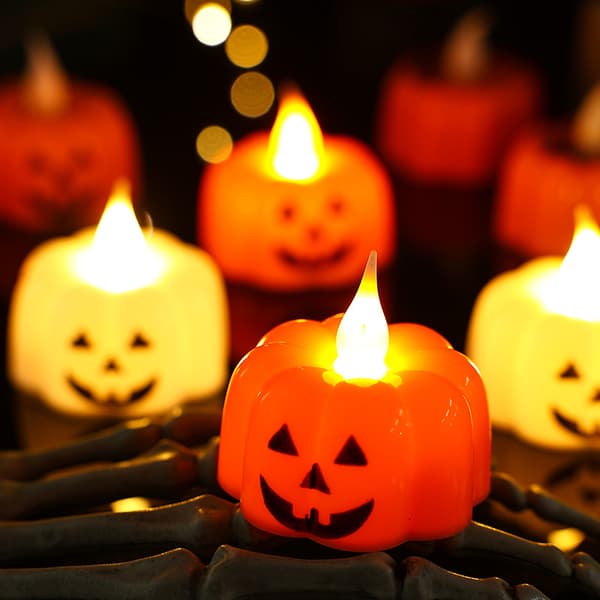 2 stk. gresskarlykt, Halloween LED elektronisk gresskarlykt