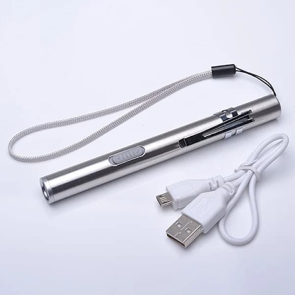 LED USB-penn, Mini Diagnostisk Medisinsk Pennlampe, Rustfritt Stål