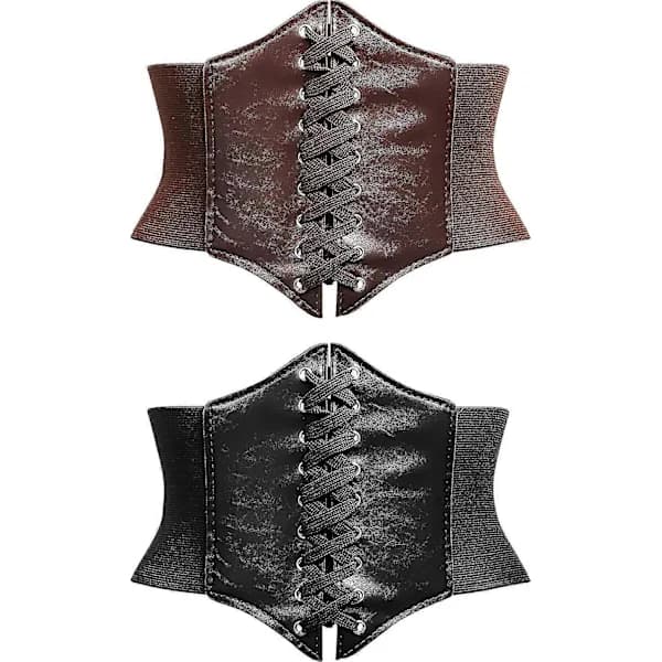 2 Stykker Steampunk Korsetbælte Retro Bredt Korsetbælte Elastisk Bælte Knyttet[ca]