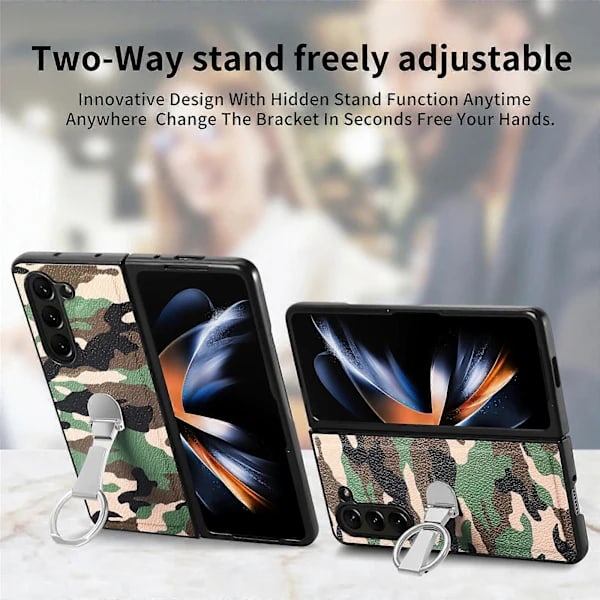 Læder camouflageetui med ring til Samsung Galaxy Z Fold5