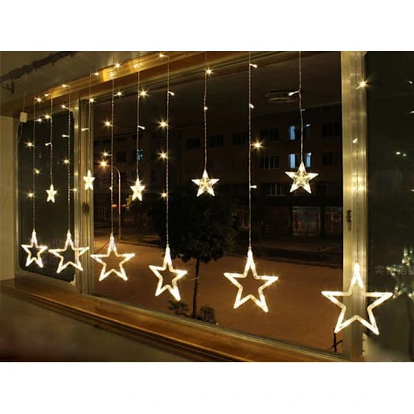 LED-lyskæde 12 stjerner gardin LED-lysgardin jul