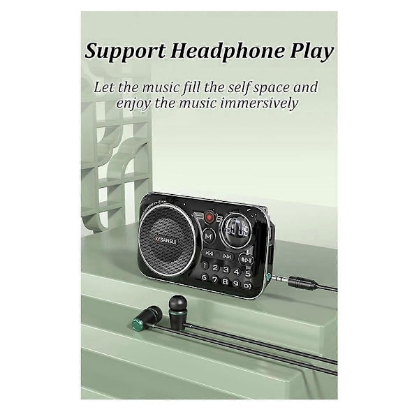 CASA FM Radio Bluetooth 5.0 Högtalare Radio för Äldre HiFi TF/USB MP3 Musikspelare Stödjer Inspelning