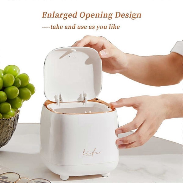 CASA Mini Søppelbøtte for Benkeplate, Avfallsbeholder med Trykklokk, 0,5 Gallon/1,5 Liter Søppelkurv C