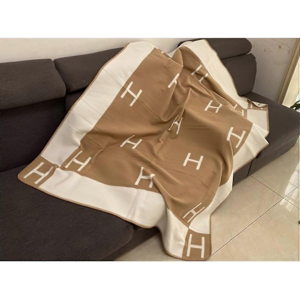Rutig H filt kashmirblanding hæklet bærbar 130x160cm khaki-Xin
