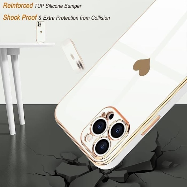 Etui for iPhone 16 - Silikon Hjerteformet Beskyttelse Støtsikker Myk Slank Hvit