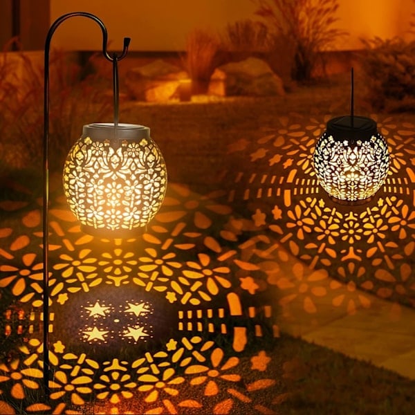 2-pack Solcellsdrivna Hängande Trädgårdslampor - IP65 Vattentäta Varmvita LED