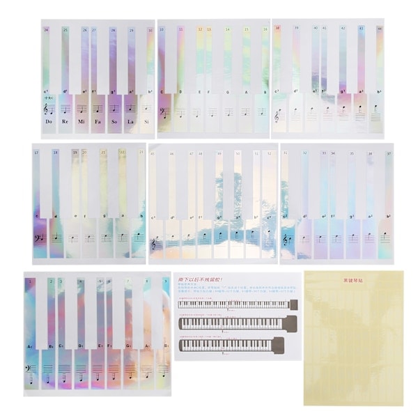 Pianoklistremerke 88 Tangenter Notelinjer Gradient Elektronisk Orgel Noter Knapp Dekor Klistermerke Gradient