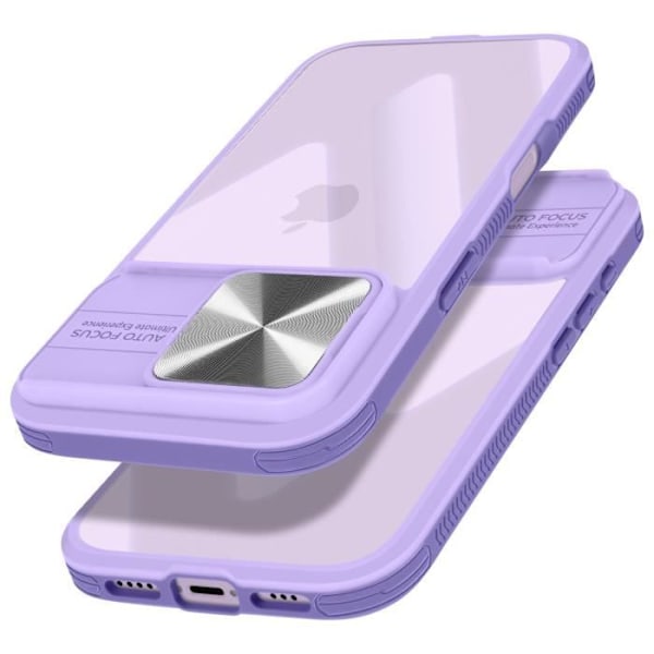 iPhone 16-fodral, Två Material, Glidande Kameraskydd, QI-kompatibelt, Lila