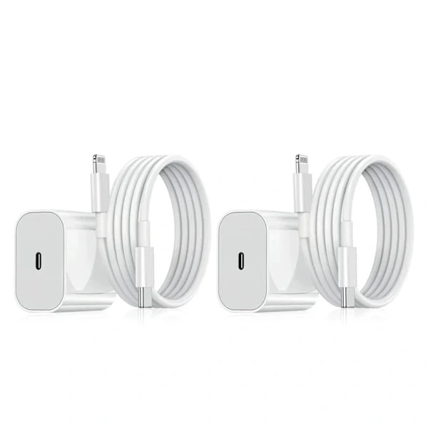 iPhone Lader - Hurtiglader - Adapter + Kabel 20W USB-C 2stk 2Pcs