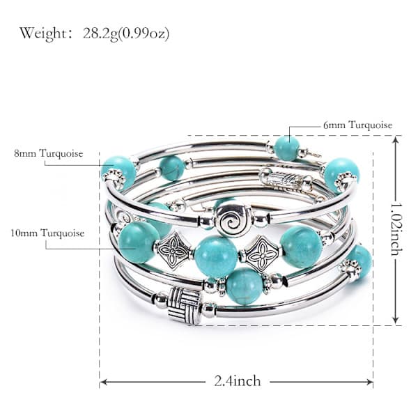 Wrapped Armband Bohemian Beaded Bracelet Multicolor Turquoise