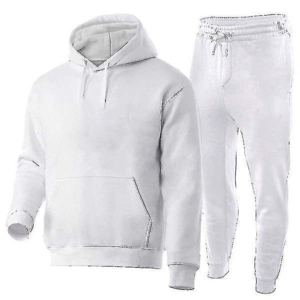 2-delars/set Träningsset för män Casual Sportbyxor Topp Träningsdräkt Huvtröja Set #yogu Z X Ljusgrå M_ca Light Grey M