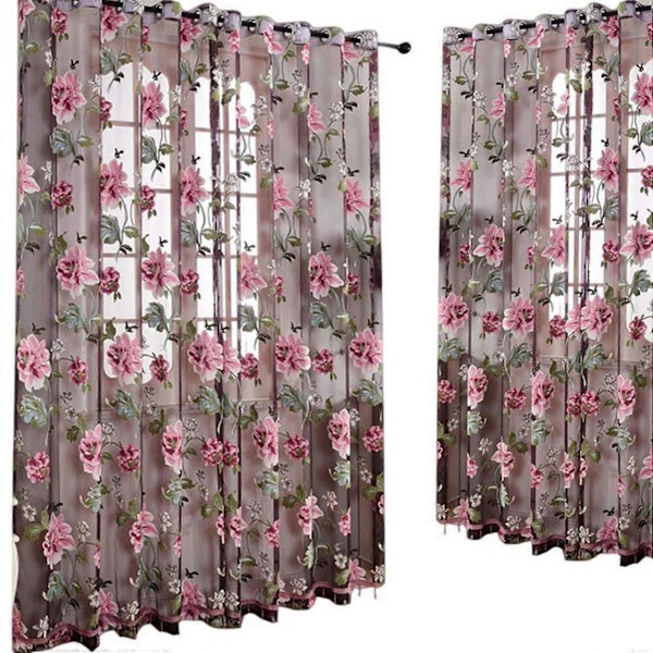 CASA Glasdörr Dekorativ Gardin Sovrum Voile Gardin Tyll med Spets Hängen Fönster Drapering Skir, Pu