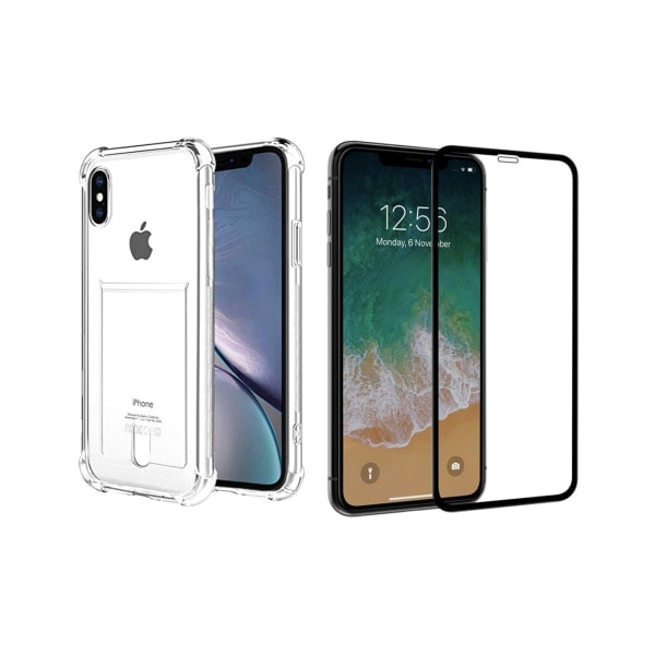 TG Skal med Korthållare och Skärmskydd iPhone XS Max Transparent