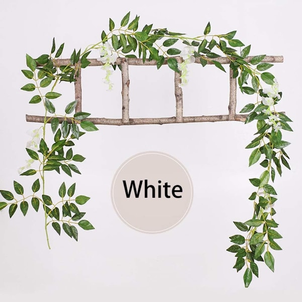 2 st Konstgjord Wisteria Vinranka Girlang Växter Blommor Konst För Ceremoni Hem Bröllopsdekoration White