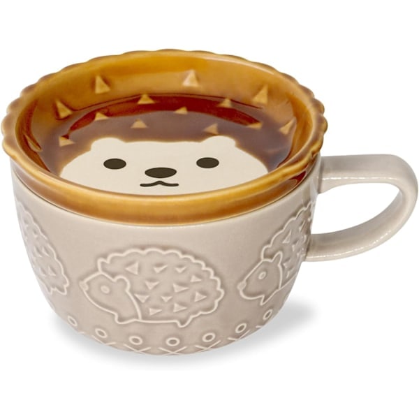 Sød Pindsvinemugge med Låg, Dyr Kaffe Te Kop Underkop Sæt, Gaver til Fødselsdag Eksamen Valentinsdag Mors Dag Påske Jul,