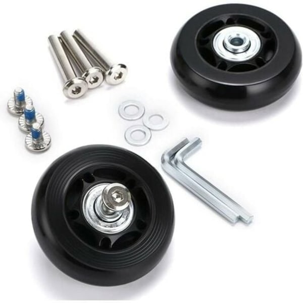 2 stycken resväska hjul Ersättningshjul reparationslager för bagageväska 60×18mm, Svart -DPZO.ca