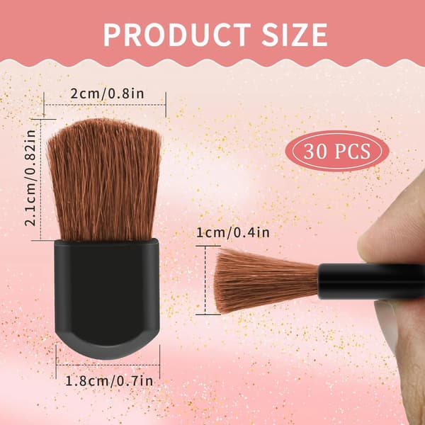 30 stk. engangs makeupbørster, bærbare mini blush- og foundationapplikatorer til kinder, flydende creme og løs pudder