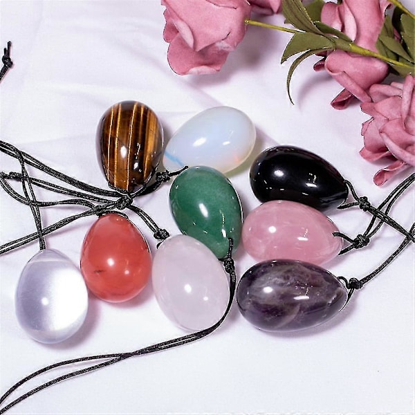 CASA 1 Set Naturlig Rosa Rosenkvarts Yoni Jade Ägg Helande Kristall Massage Stick Sten Kvinnor Kegel Tränare Reiki Helande Ädelsten Pink Crystal Egg Set