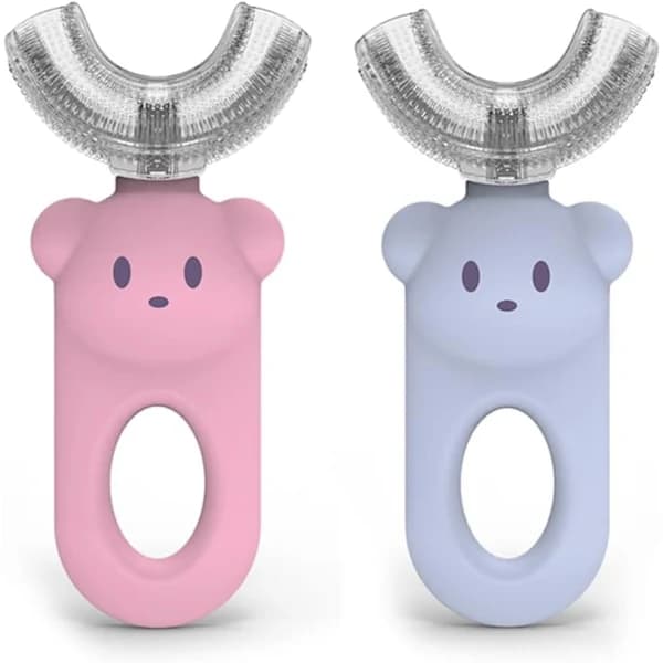 U-formad barntandborste för 2-6 år, 2-pack, 360 Mjuk Silikon
