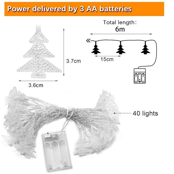 Colorful Fairy Lights 6 m 40 LED Christmas Tree Lights Battery Operated Decorative String Lights Home Party Window Decor