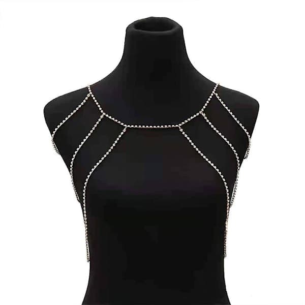 Kroppskedja Smycke Silver Spets Flerskiktad Tofs Halsband