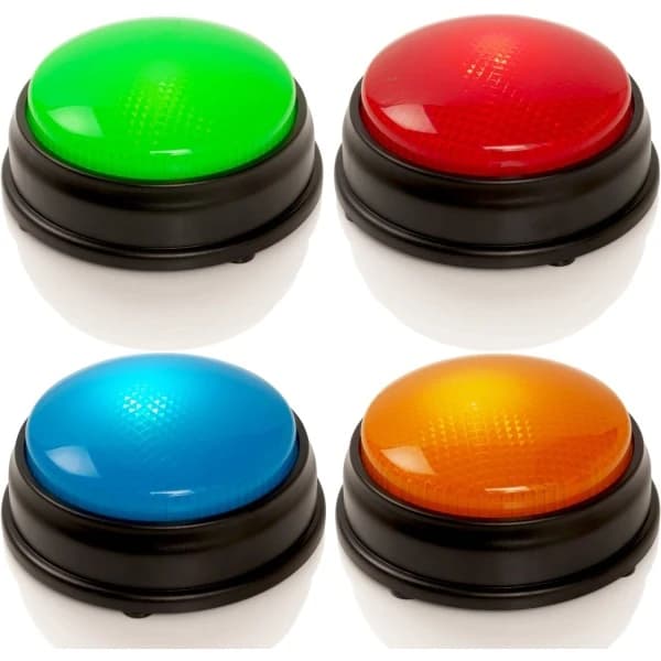 Quiz Buzzers - Sæt med 4 lyse og højlydte buzzere til quizspil