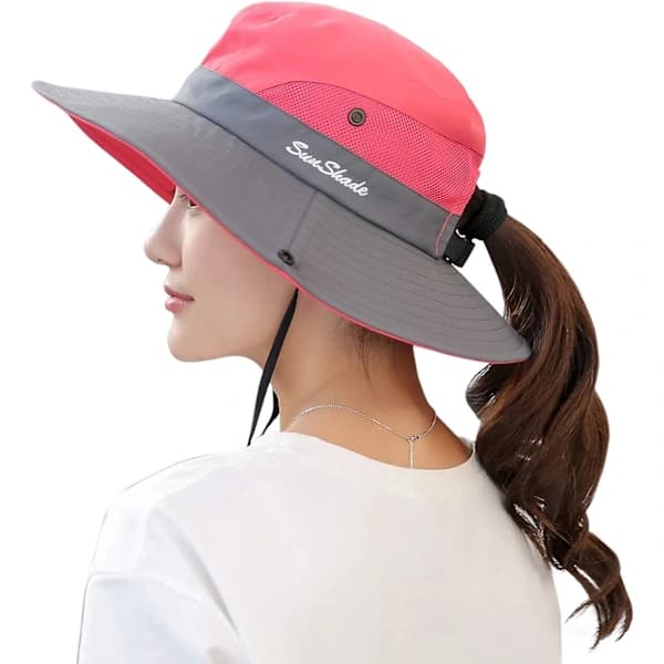 Dame solhat med hestehale UV-beskyttelse foldbar net bred skygge Be