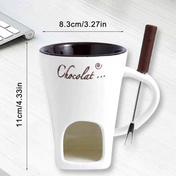 Chokoladefondue Sæt med Varmer & Gafler - Smeltedigel til Dessert -Krus-FX-