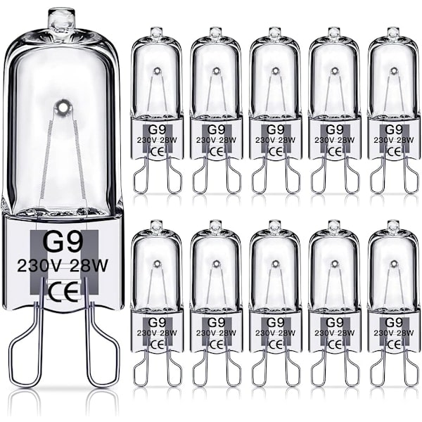 G9 halogeenilamppu 28W, 230V, 10 kpl