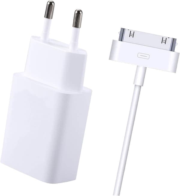 Oplader og kabel kompatibel med iPhone 4/4S, iPad 2/3/1, iPod Nano/Touch