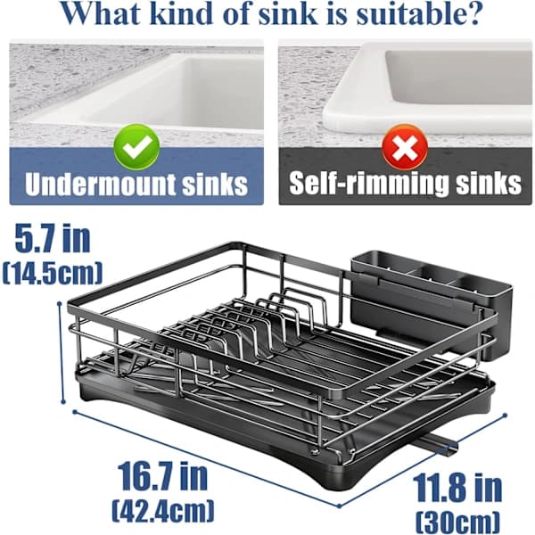 Diskställ för köksbänk, stort diskställ (med dräneringsspår)