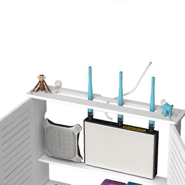 Trådlös WiFi-router förvaringslåda i trä, kabelhållare, strömkabel, väggmonterad pluggbräda