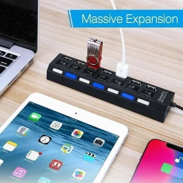 USB-keskitin USB-sovitin Multiportar Käytä virtalähdettä Extensor
