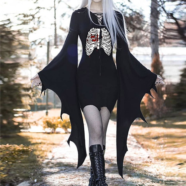 Klänning för kvinnor, fjärilsärmar oregelbundna kostymer häxa Halloween karnevalfest Matches the image XXL