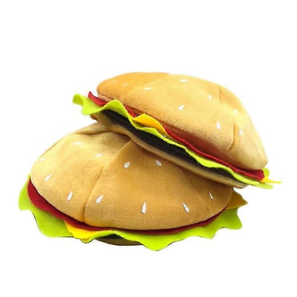 Rolig Hamburgerhatt, Hurtigmat Hamburgerhatt, Pizzafest Tilbehør Dekorasjoner, Gal Hatt For