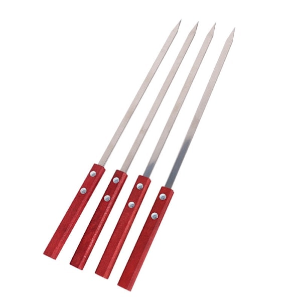 10 st grillspett i rostfritt stål, 50 cm långa, 1 cm breda och 2 mm tunna, 10-pack, silver