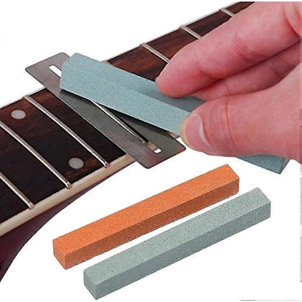 8 st Gitarr Luthier Verktygssats, Dubbelhuvud Gummi Gitarrhammare, Gitarrband, Rostfritt Stål Toggle, 2 Fingerskydd, 2 Slipstenar, En Sammetspåse
