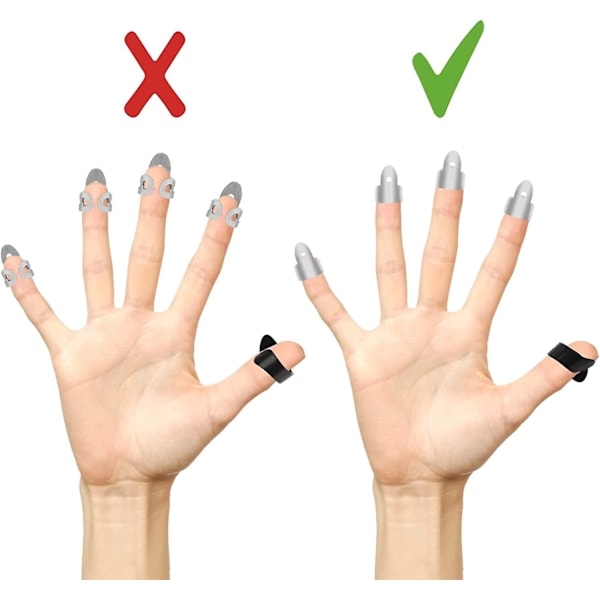 Stål Gitarr Fingerplektrum Set, Inklusive Rostfria Fingerplektrum och Plast Tumplektrum, Justerbara Banjo Fingerplektrum svart