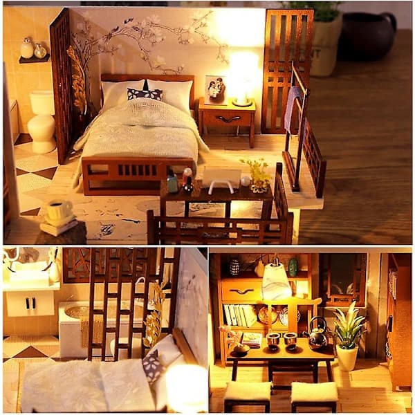 Cutebee DIY Dockskåp Trä Dockskåp Miniatyr Dockskåp Möbler Kit Leksaker För Barn Nyår Julklapp Casa M025 L30c