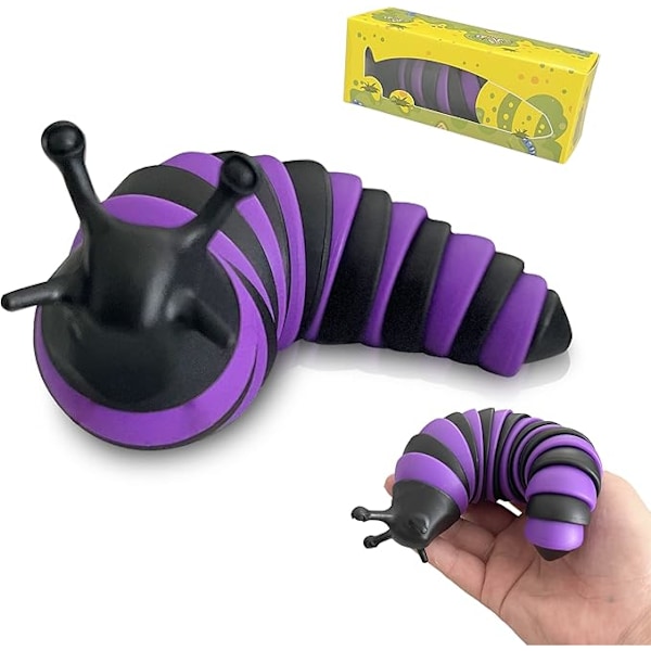 Fidget Slug, 3D Sensorisk Slug Fidget Legetøj, Sjov Kravlende Slug Fidget Lege_sager Black purple 14CM