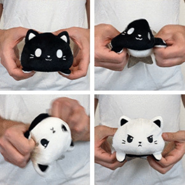 The Original Reversible Octopus Plushie | Patented Design | Black and Grey | Show Your Mood Without Saying a Word!