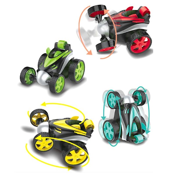 Lasten RC-auto, temppukilpa-auto, kaksipuolinen pyörivä kippiauto GREEN