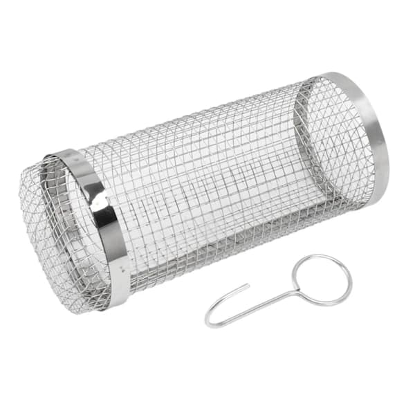 Grillkurv i rustfrit stål, varmebestandig, rustbestandig BBQ-grilltromle med krog til campingfester 20 cm