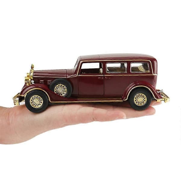 1/32 Klassisk Legetøjsbil Træk Tilbage Lys Lyd Støbt Modelbil (1 Styk, Mørkerød)