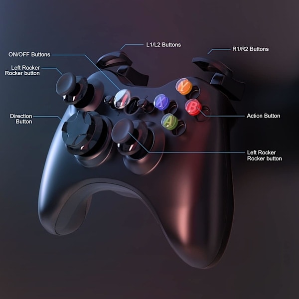 Wireless Controller Compatible with Xbox 360 2.4GHZ Gamepad Joystick (Black)