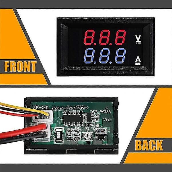 6 stk Digital Voltmeter Amperemeter DC 100V 10A Blå Rød LED Strøm Spenningsmåler Tester Dobbel Display P