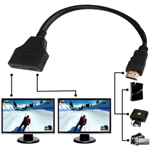 1 i 2 ud 1080P HD han til dobbelt hun splitteradapterkabel