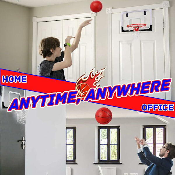 Minibasketkorg för barn och vuxna, inomhus minibasketkorg för väggdörr och sovrum, skrivbord med 1 basketboll.